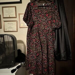 Dark Fall Floral Tiered Dress | Plus Size 2X | Ava and Viv
